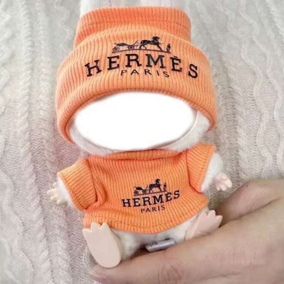 Labubu Other - Labubu Paris Luxury Peach Knit Beanie and Shirt Combo